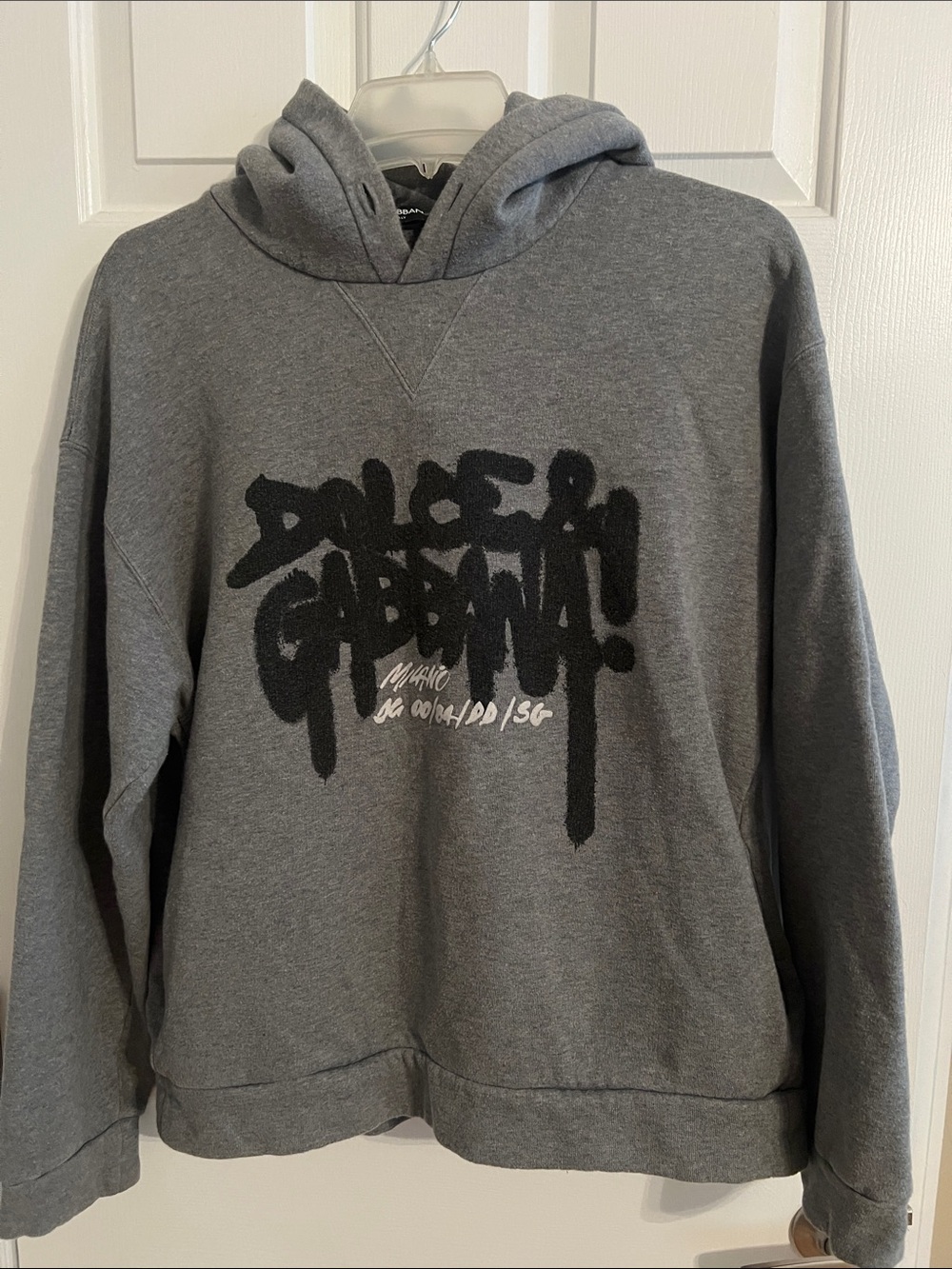 Dolce & Gabbana Gray Hoodie with Black Graffiti Logo